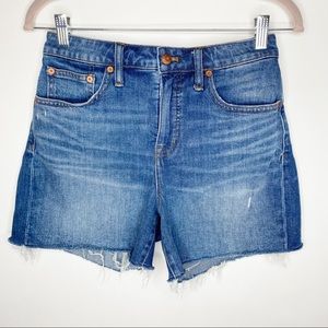 Madewell Denim Shorts Curvy High Rise Glenoaks Wash Cutoffs Stretch Size 26